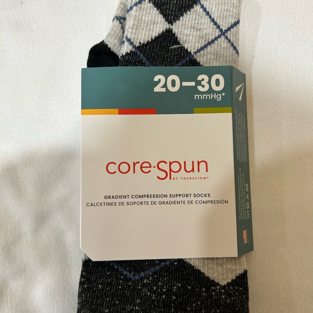 Black and Gray Argyle Compression Socks